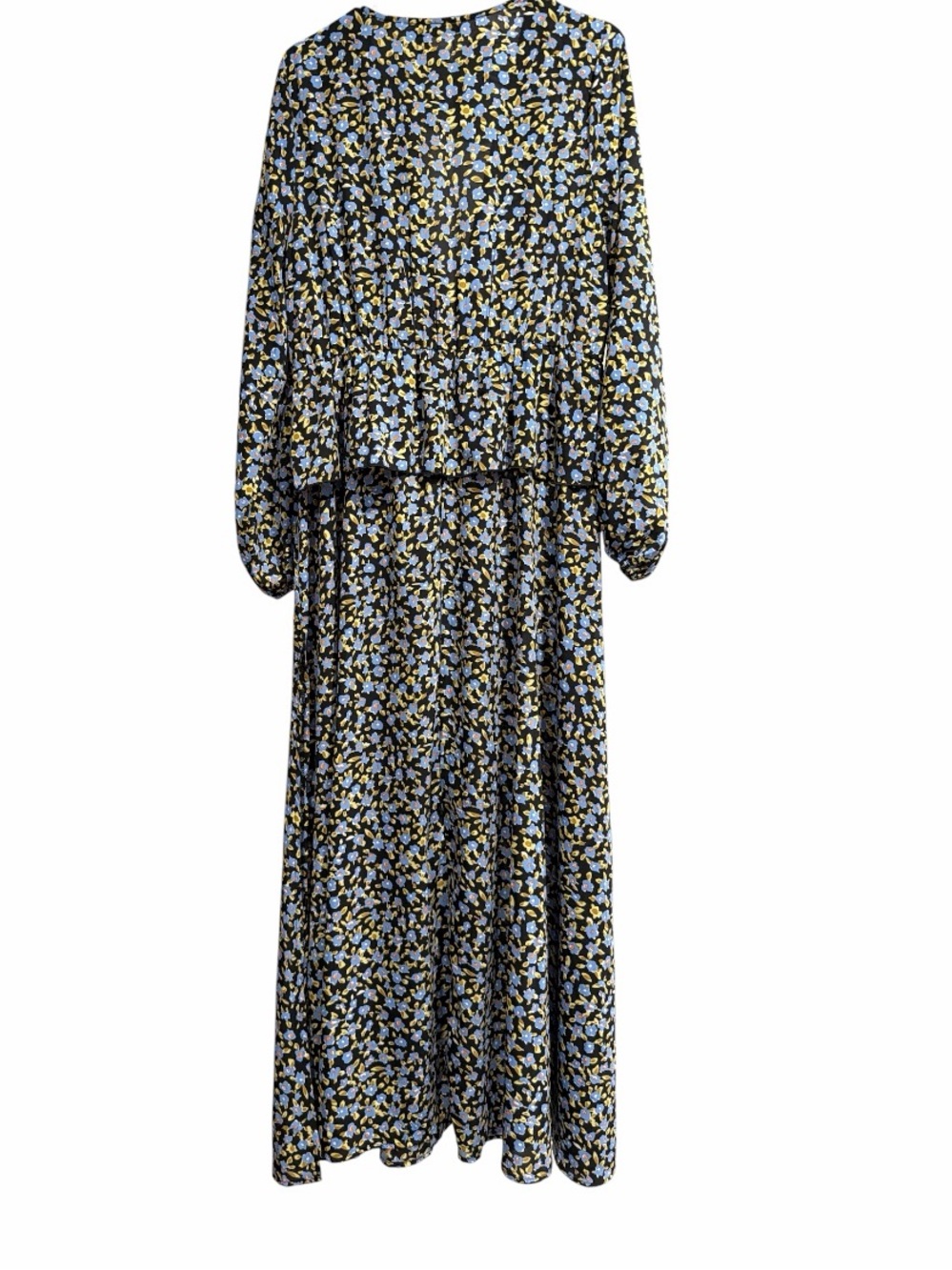 Nasty Gal Floral Maxi Dress Black Blue Yellow Long Sleeve Size 10 - Picture 3 of 6
